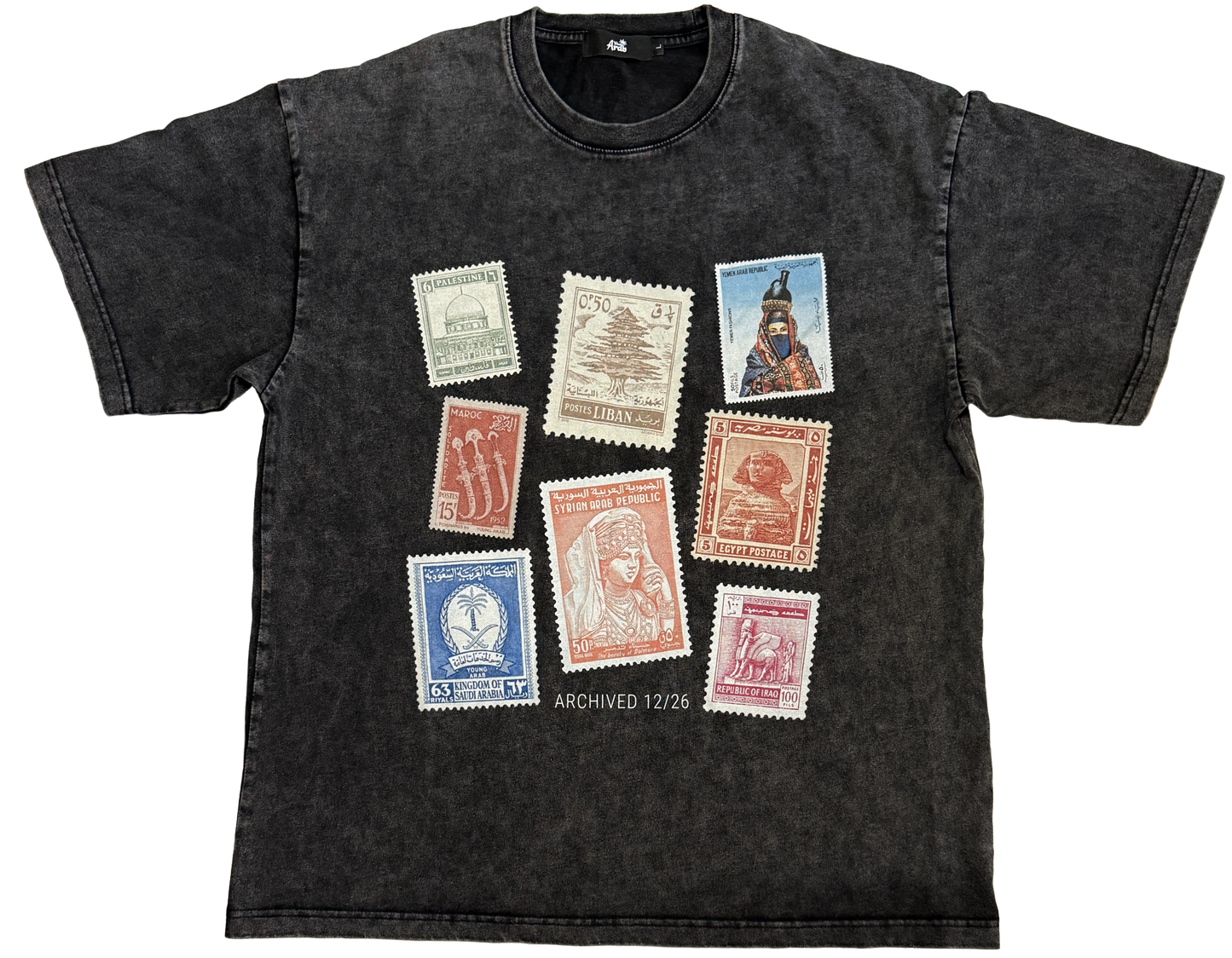 Stamps Graphic Tee – Washed Black